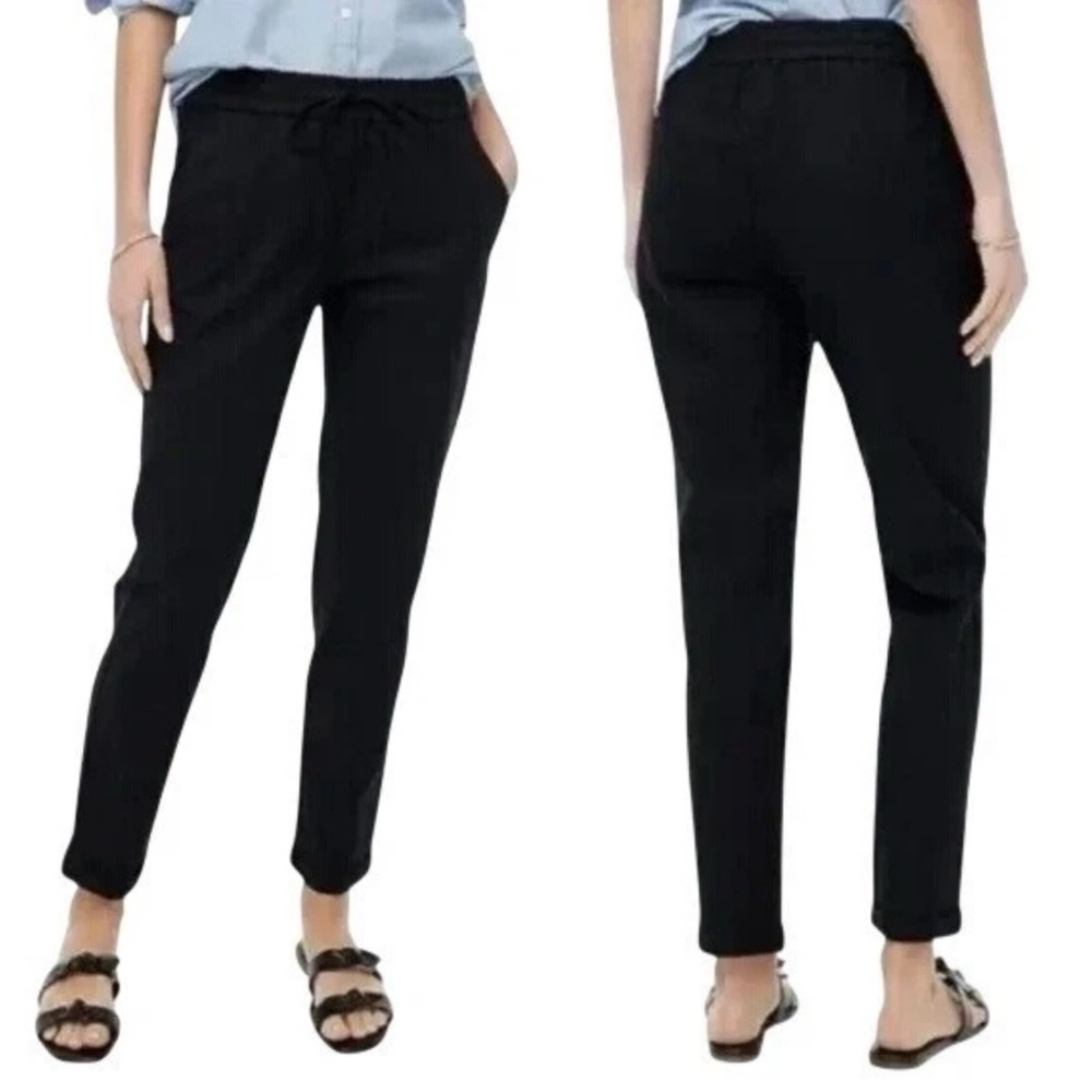 J. Crew Linen Cotton Blend Drawstring Pants Black Pull‎ On NWT Size 0 Petite - Picture 10 of 10